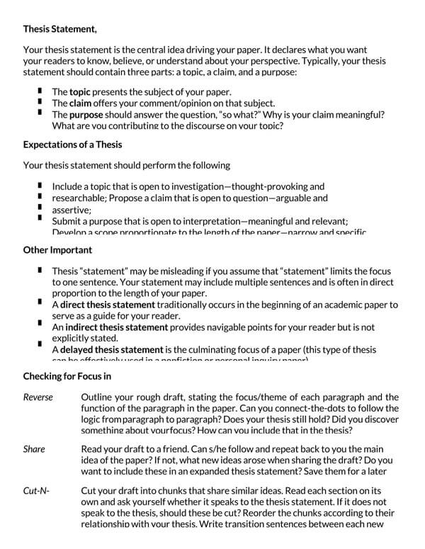 Strong Printable Expository Thesis Statement Template 08 as Word Document
