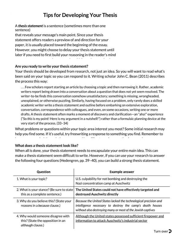 Strong Printable Expository Thesis Statement Template 10 as Word Document