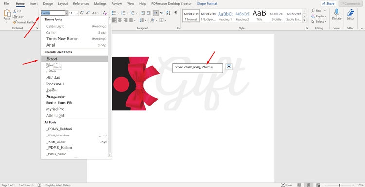How to Change Gift Certificate Font Style in Ms Word