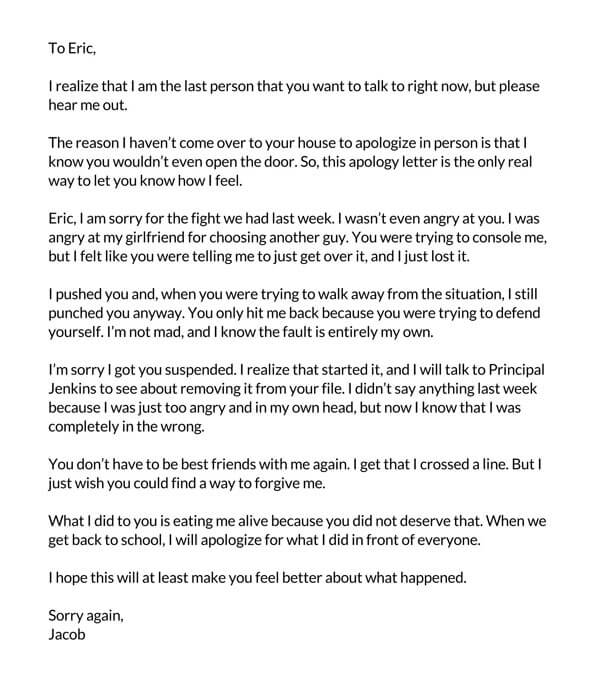 Free Apology Letter to Friend Template