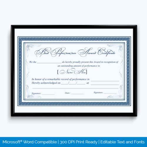 Free Downloadable Award Certificate Sample
