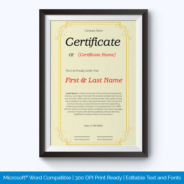Free editable award certificate template