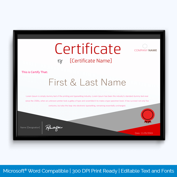 Editable award certificate template PDF