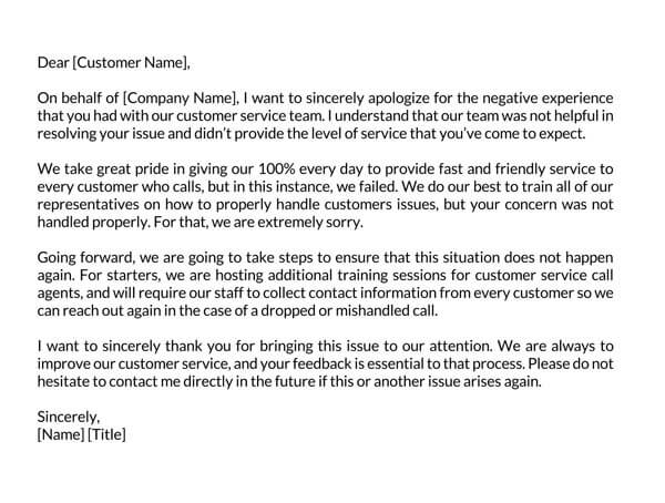 Free Customizable Business Apology Letter Sample for Word File