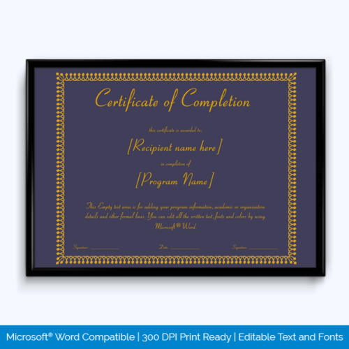 Completion Award Certificate Free