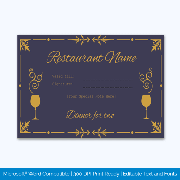 Dinner-for-Two-Gift Certificate Template