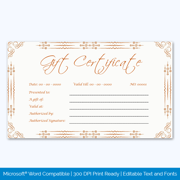Printable Free Gift Certificate Template in Word and PDF