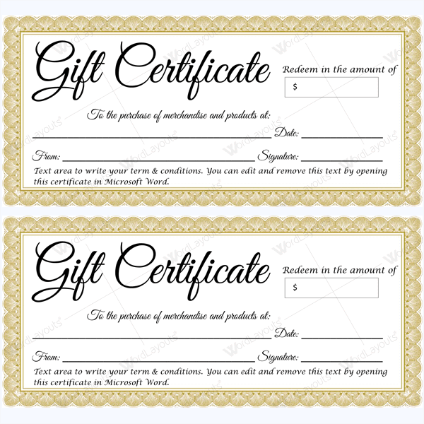 Free Gift Certificate Template In Word and PDF Formats