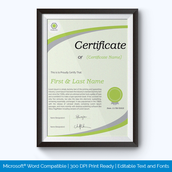 Award certificate template form