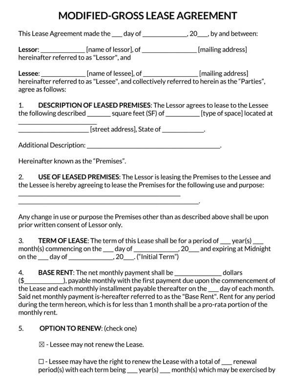 Gross lease application form - Free printable template