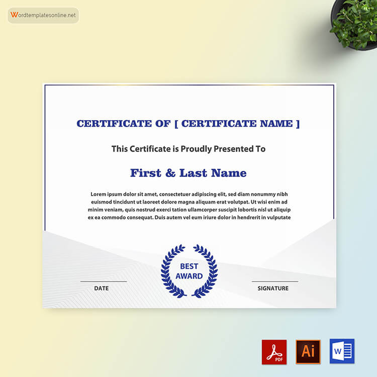 Award certificate template in PDF