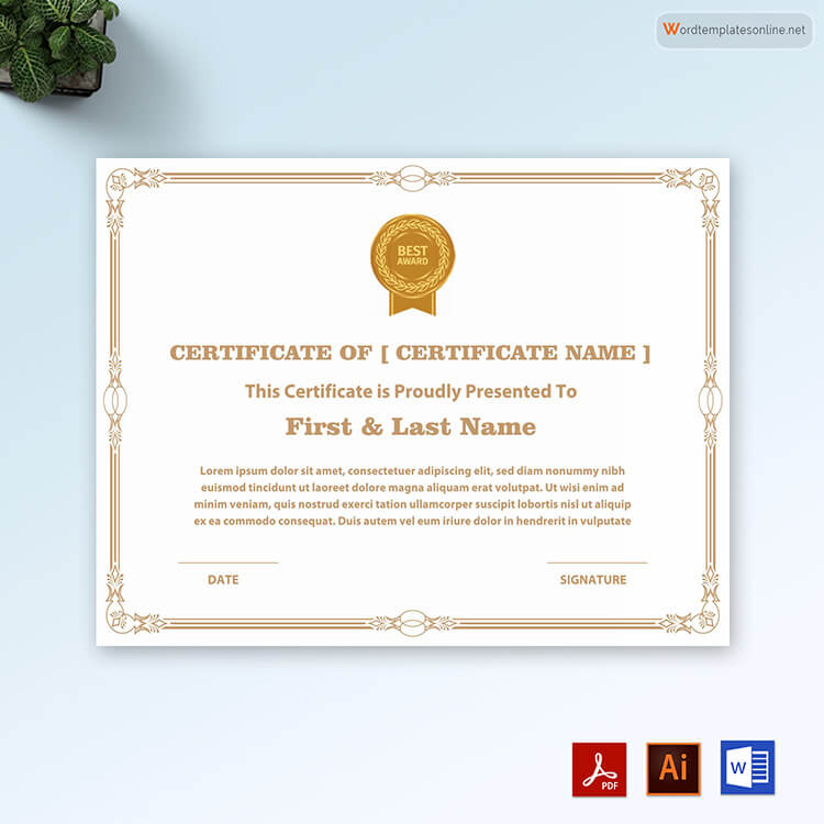 Free Employment Award Certificate Template 01 for Word