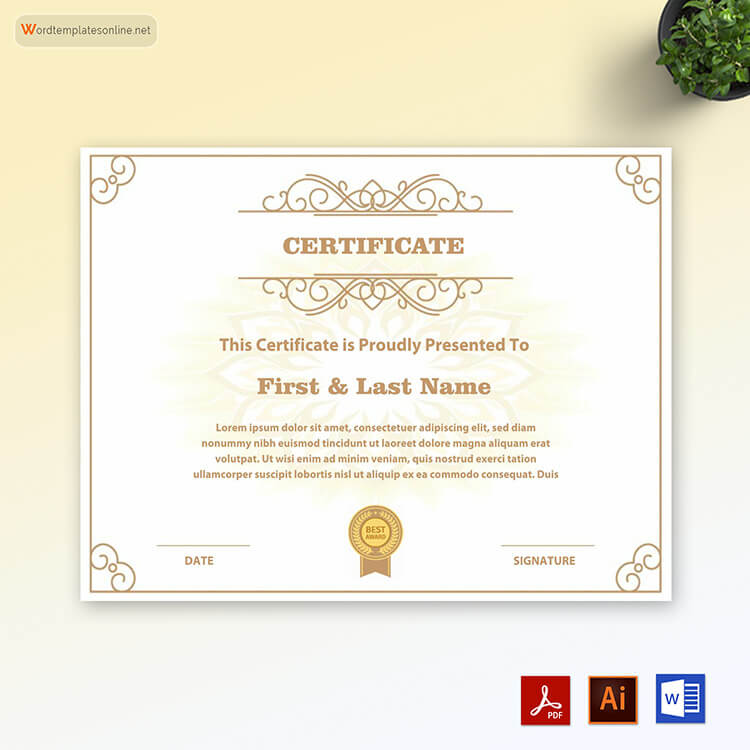 Printable award certificate template