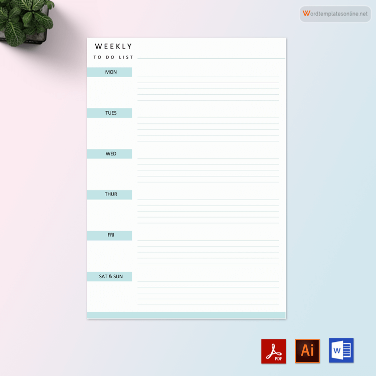 Editable to-do list template download - weekly
