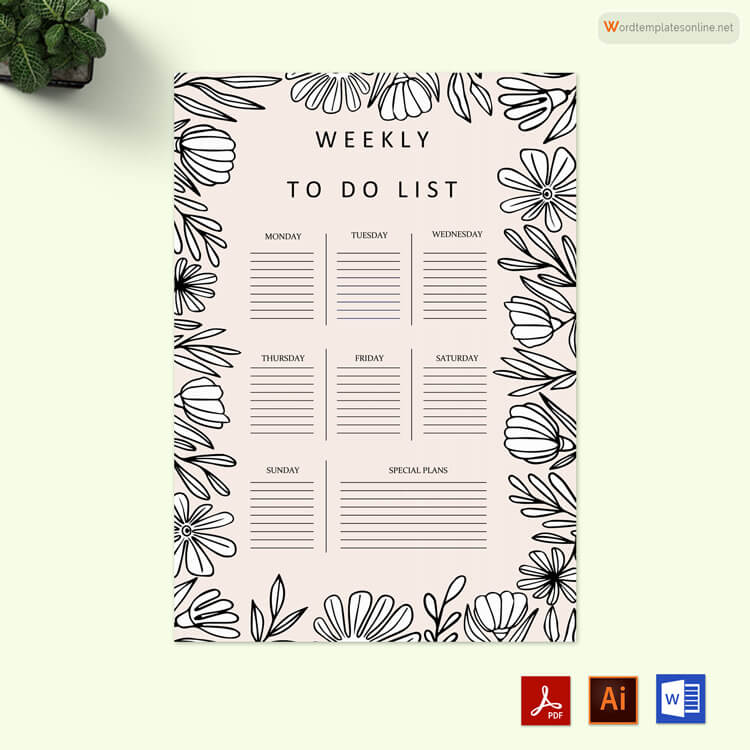 Editable weekly to-do list example