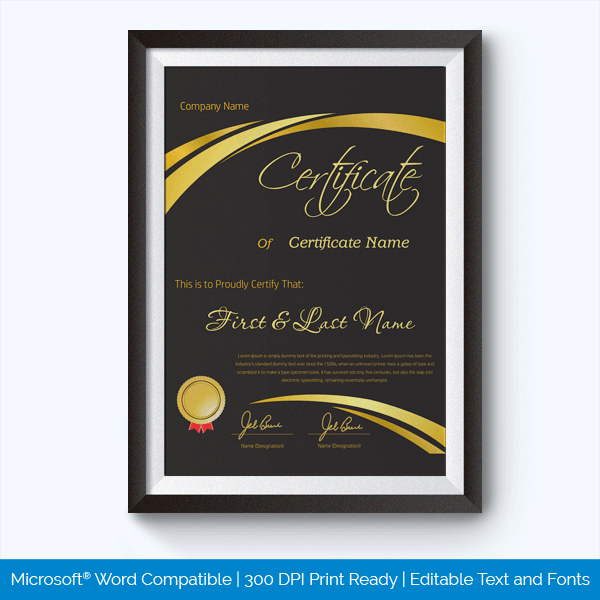 Editable Job Performance Award Certificate Template 05 for Adobe