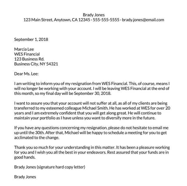 Free Contractors and Clients Resignation Letter for Word