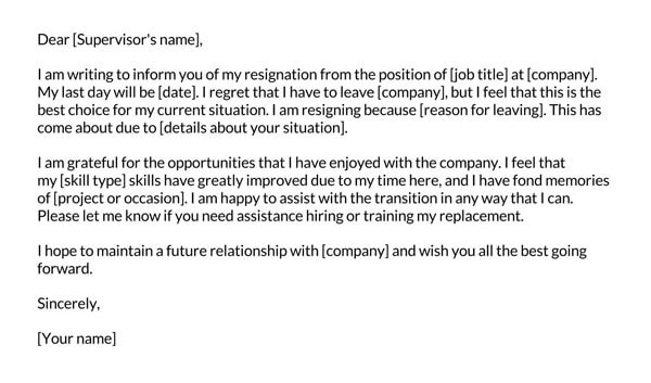 Resignation-Letter-with-a-Reason Template
