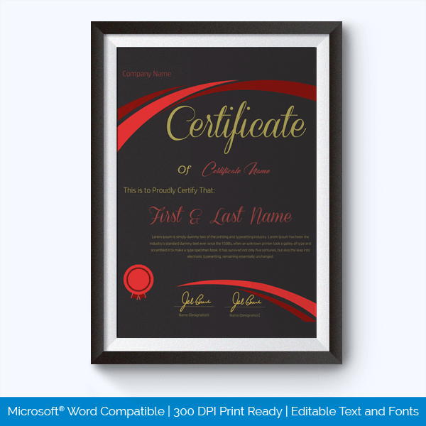 Free Job Performance Award Certificate Template 06 for Illustrator