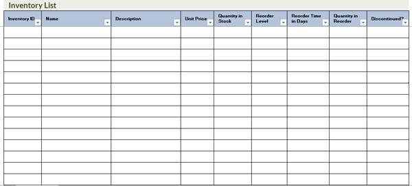 Free stock inventory control spreadsheet template