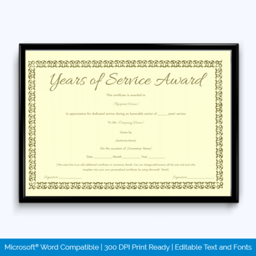 Free Award Certificate in Doc Format