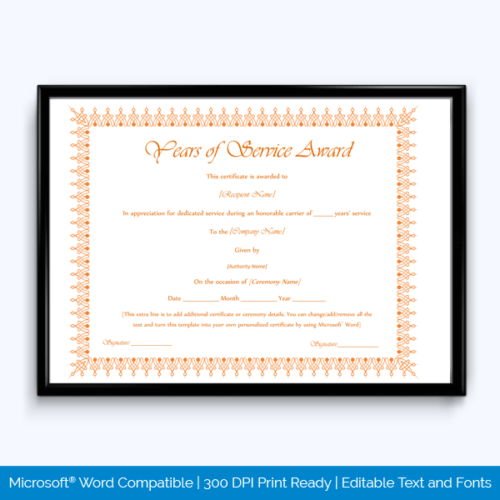 Service Award Certificate
