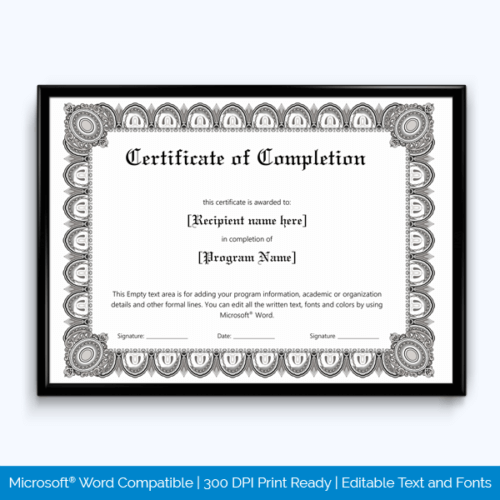 Completion Award Certificate Editable