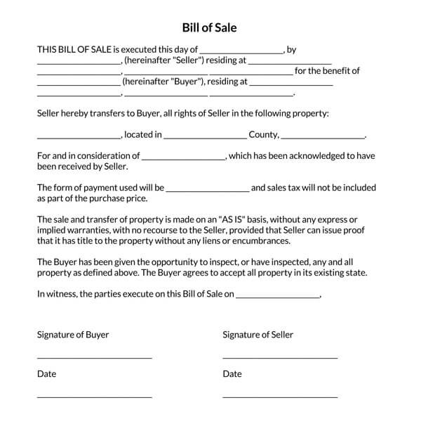 Free Hawaii Bill of Sale Template PDF