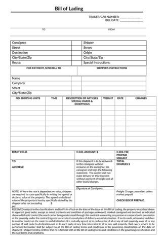 32 Free Bill of Lading Forms and Templates