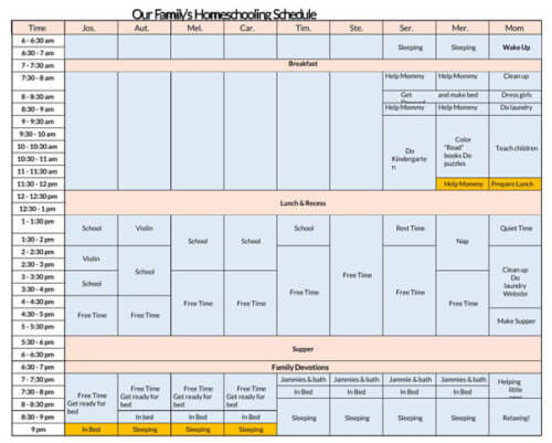 free editable homeschool schedule template