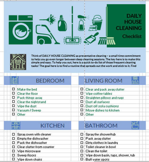 cleaning checklist template word