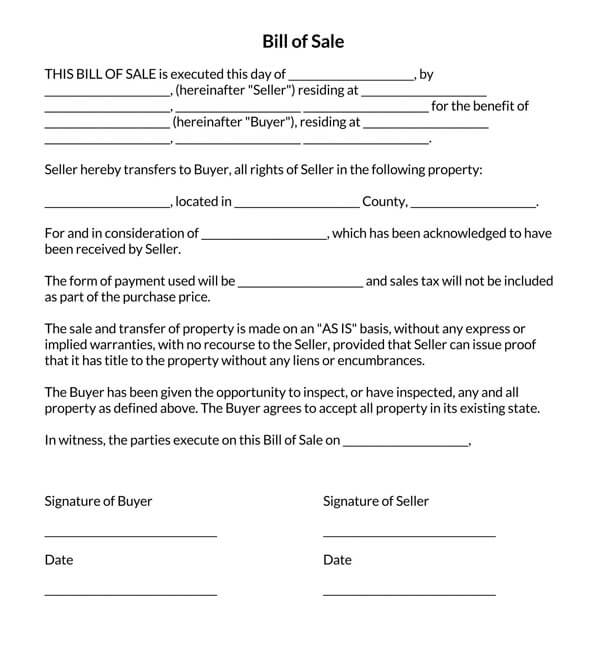 Sample Idaho Bill of Sale Form