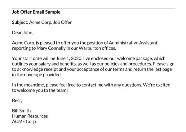 Free Job Offer Letter Sample