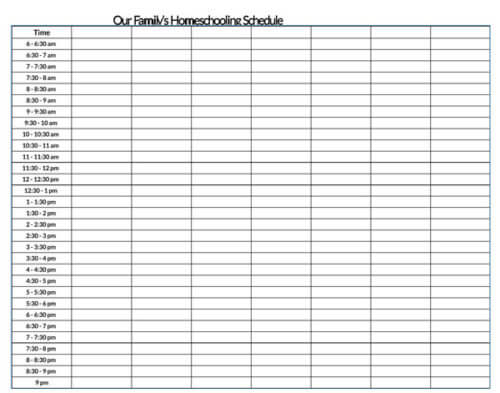 2nd grade homeschool schedule template