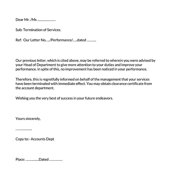Contract Termination Letter Format
