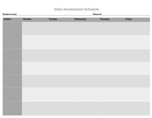 weekly homeschool schedule template