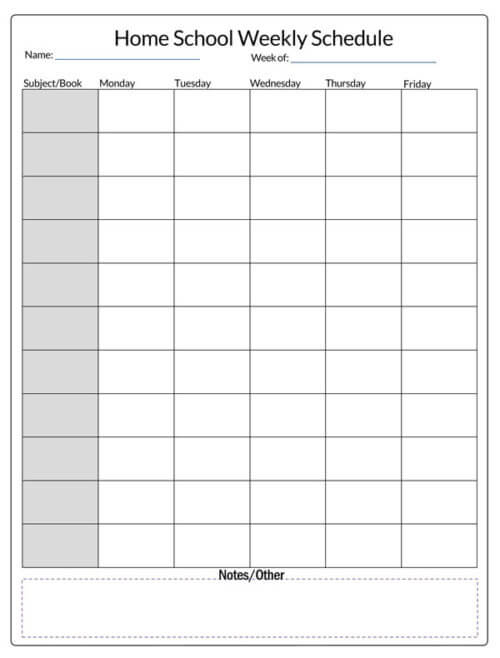 printable homeschool schedule