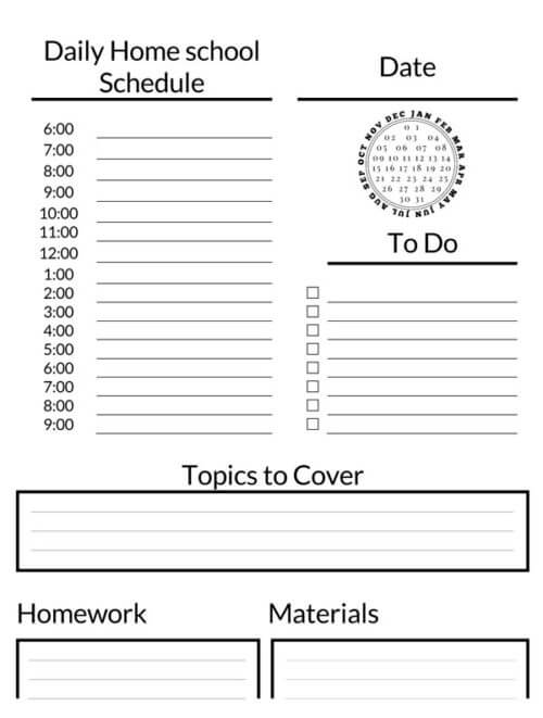 homeschool schedule pdf