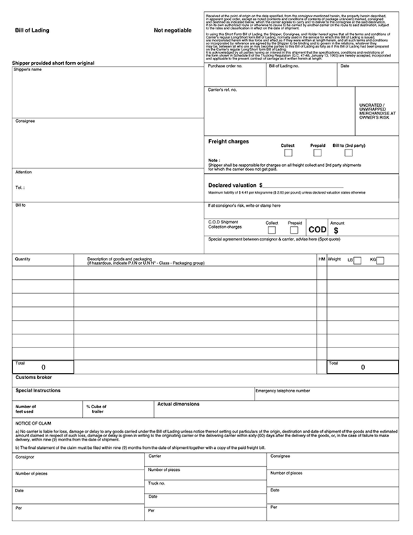Great Editable Non-Negotiable Bill Template 02 in Pdf Format