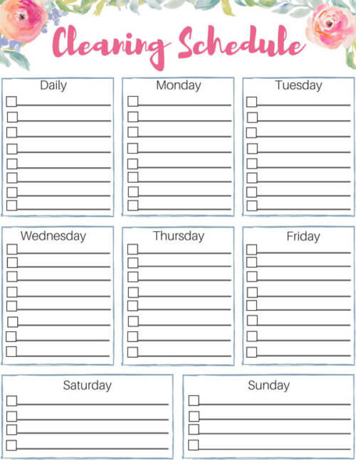 daily, weekly, monthly cleaning schedule template