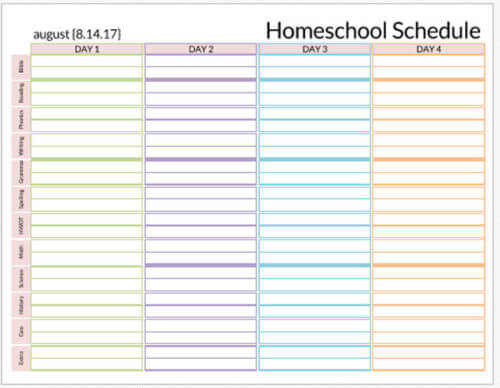 sample homeschool schedule