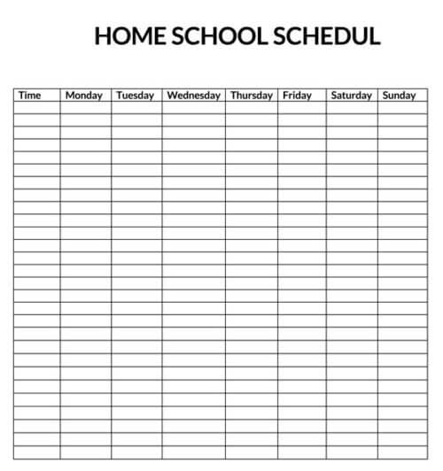 homeschool schedule by grade