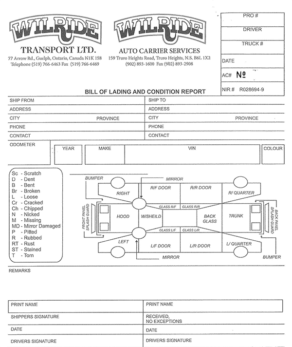 Free Printable Bill of Lading Template 07 as Pdf File