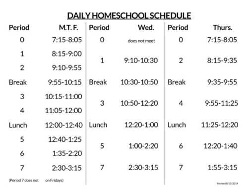 homeschool schedule for 5 year old