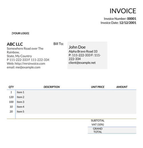 invoice template free download