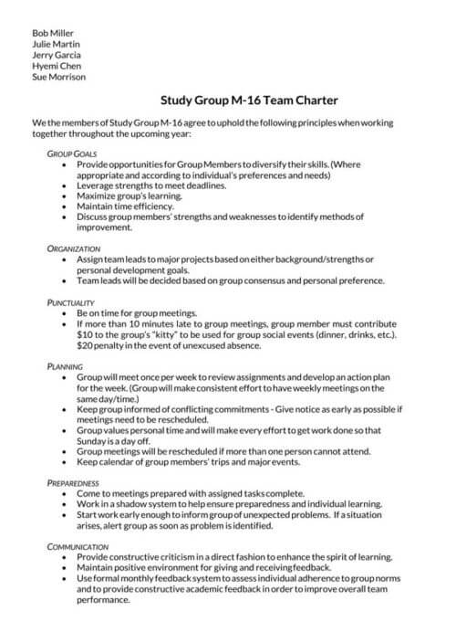 team charter example pdf