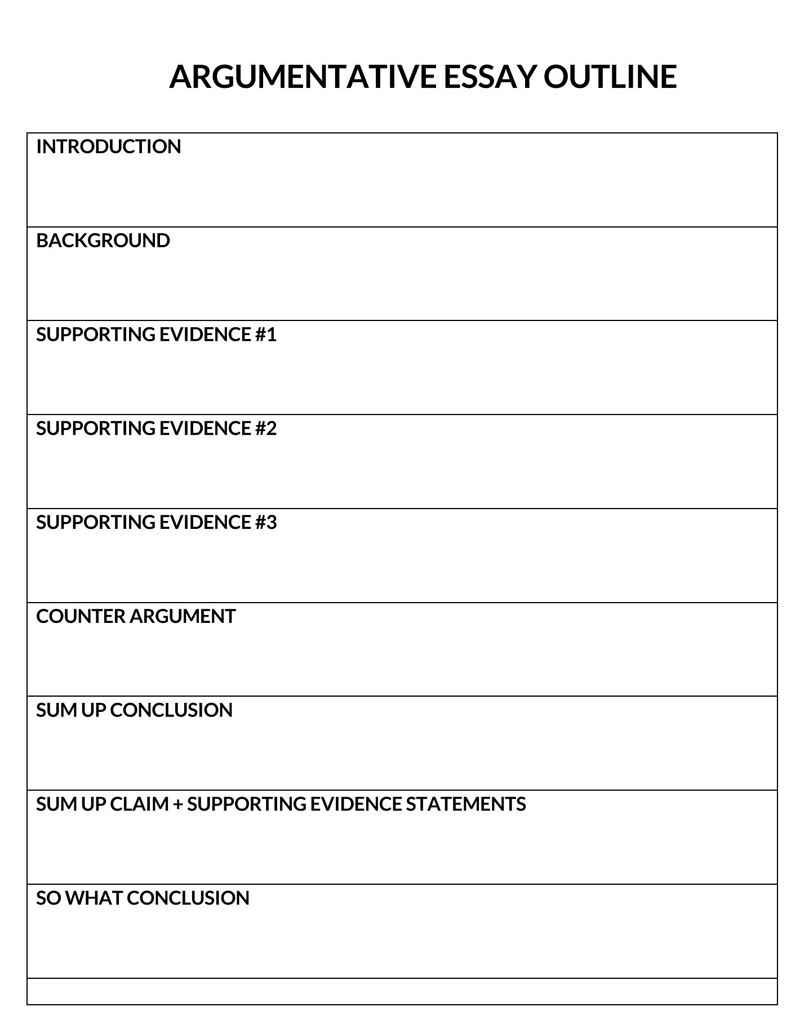 Great Customizable Argumentative Essay Outline Template 03 for Word Document