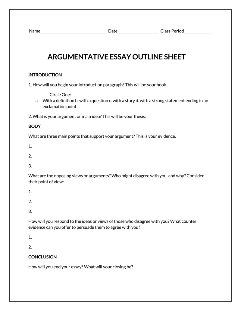 how to outline argumentative essay
