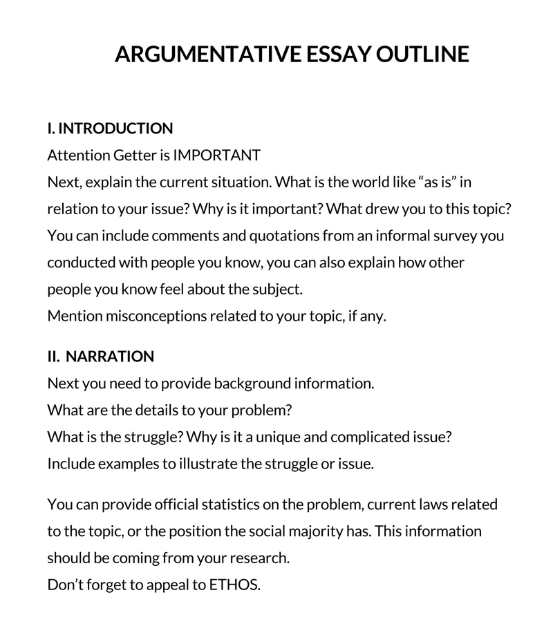 Great Customizable Argumentative Essay Outline Sample 03 for Word Document