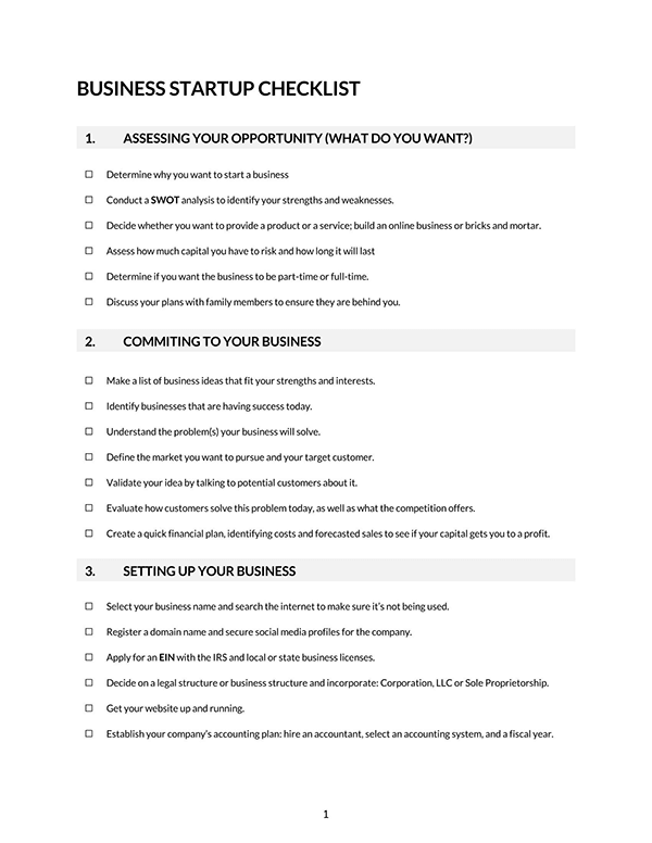 Free Business Startup Checklist Template - Download Now!